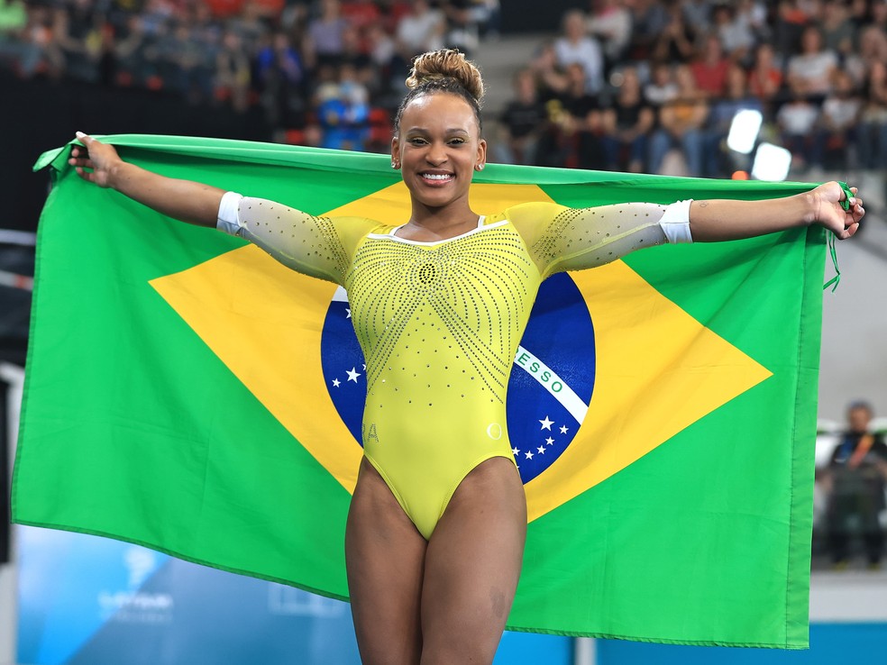 Rebeca Andrade é ouro no salto individual Jogos Pan-Americanos 2023 — Foto: Ricardo Bufolin/CBG