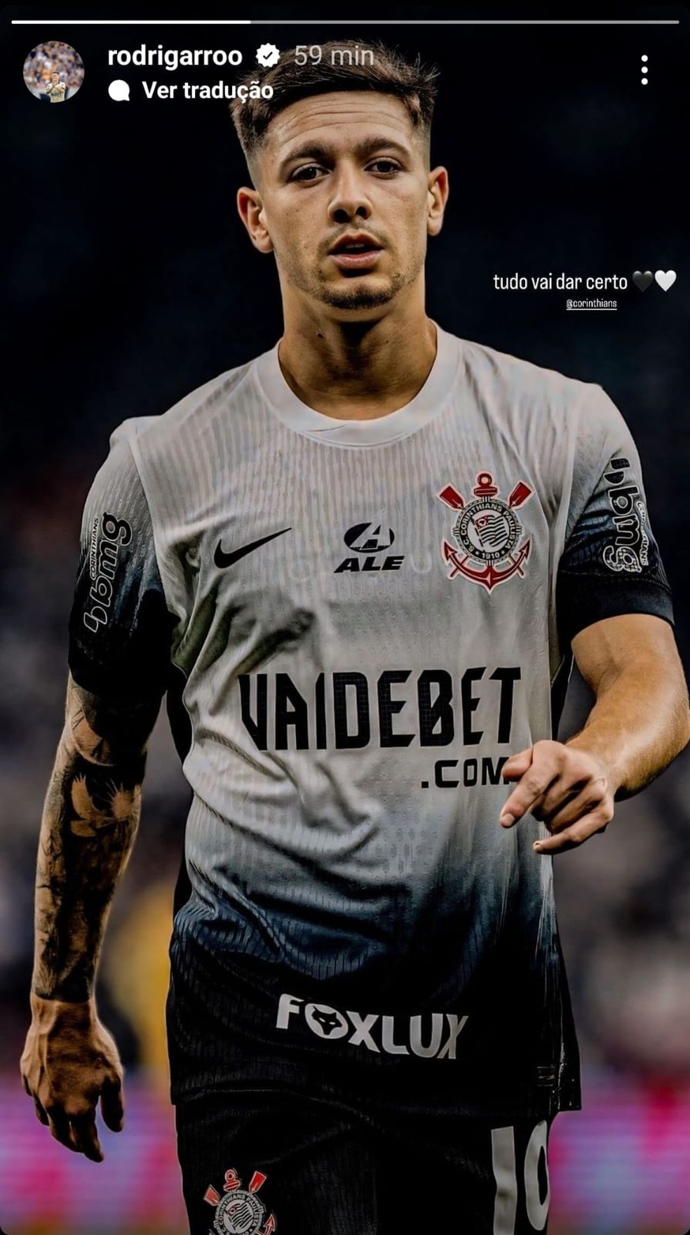 Rodrigo Garro fez uma postagem para confortar a torcida do Corinthians — Foto: Reprodução