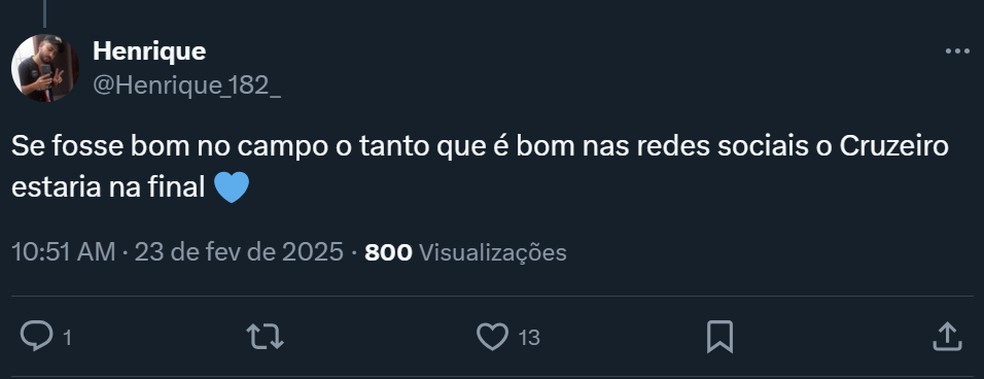 Torcida do Cruzeiro reage a postagem de Gabigol — Foto: Reprodução