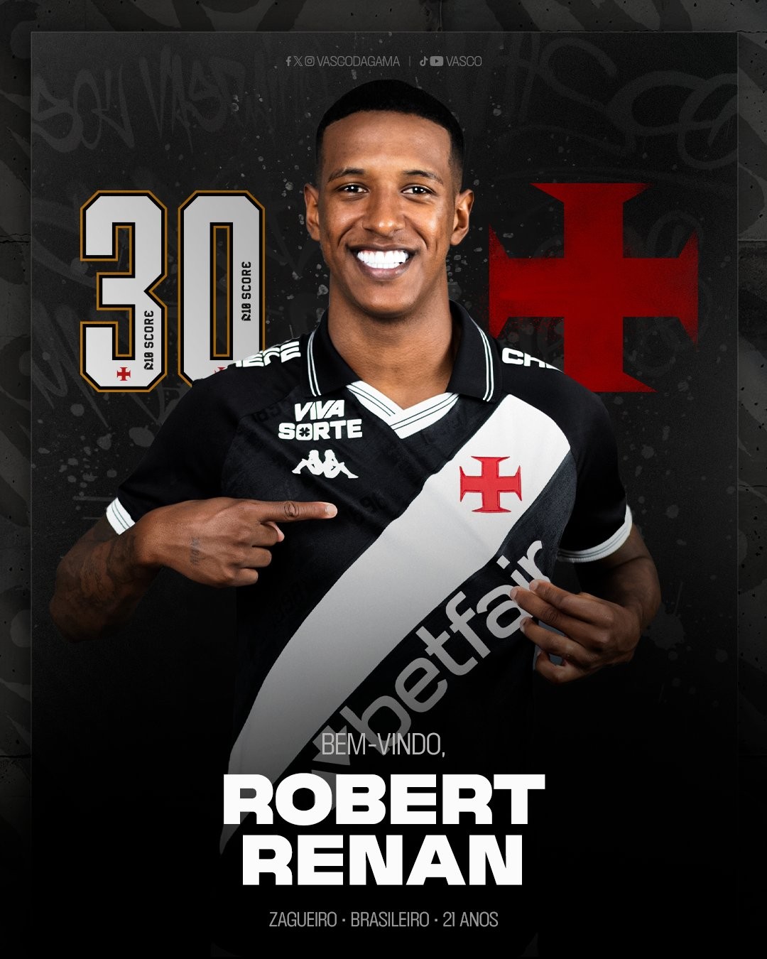 Vasco anuncia contratação de Robert Renan