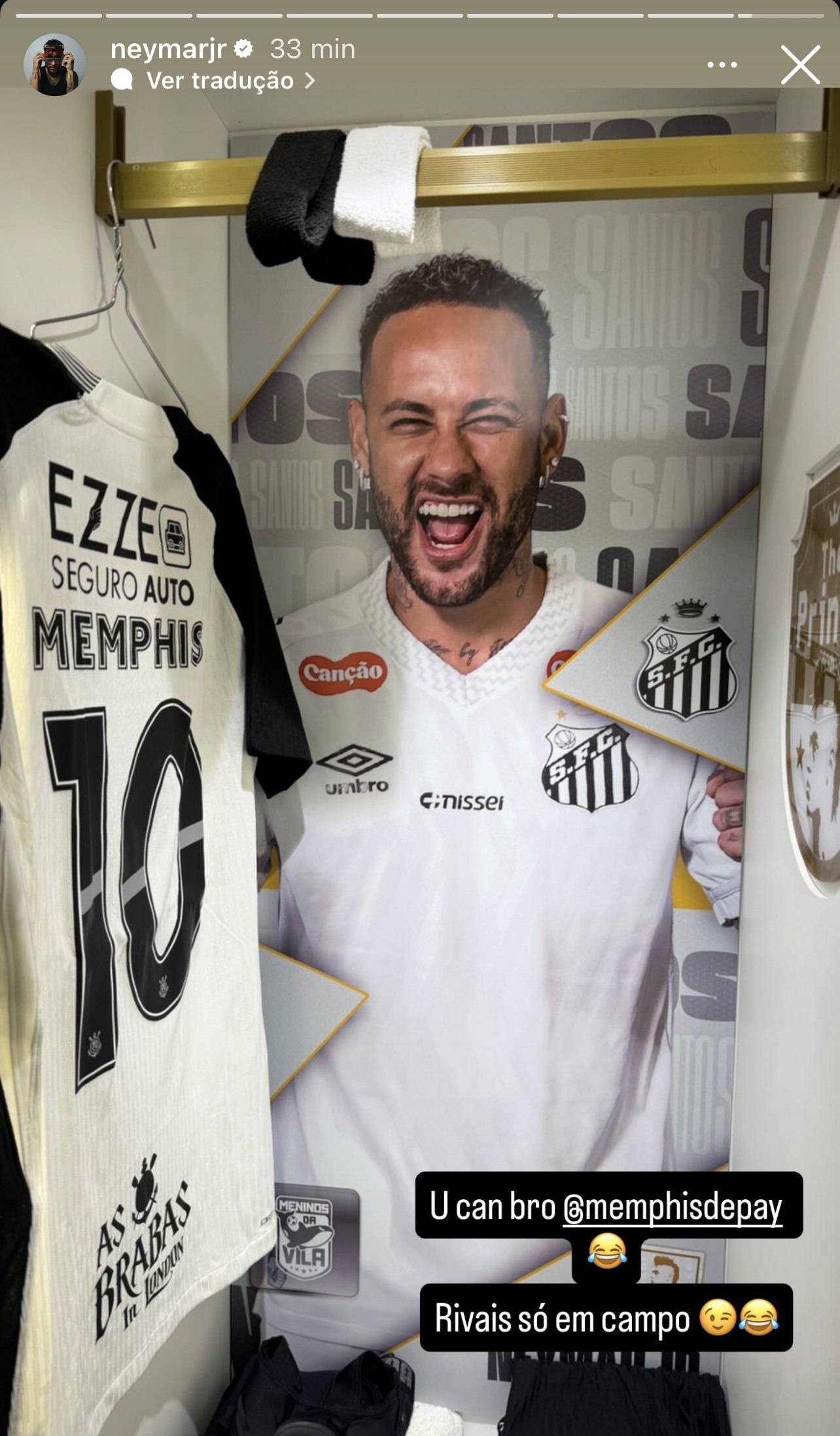 Memphis Depay provoca Neymar antes do confronto do Corinthians: 