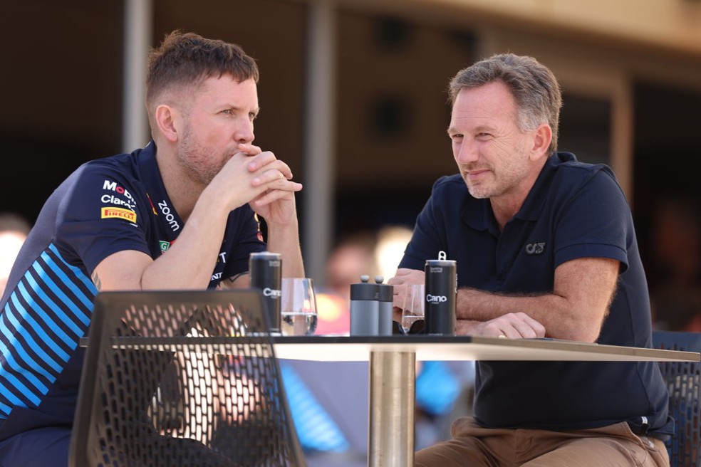 Christian Horner apareceu sem uniforme da RBR na pré-temporada da F1 em 2024 — Foto: Kym Illman/Getty Images