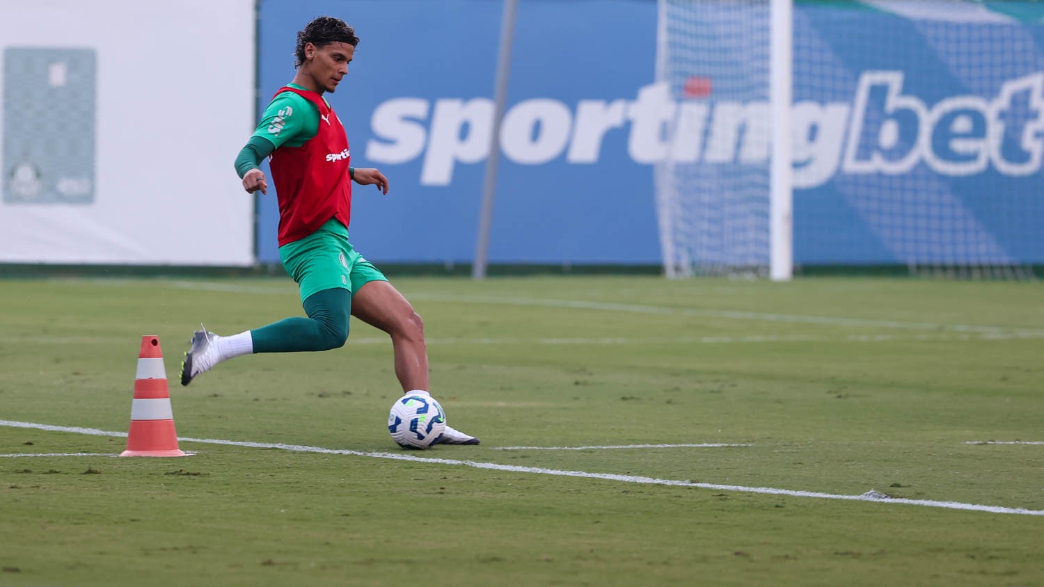 Richard Ríos e Vitor Roque treinam com elenco do Palmeiras para jogo.