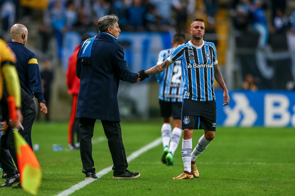 Luan e Renato nos tempos de Grêmio — Foto: Lucas Uebel / Grêmio, Divulgação
