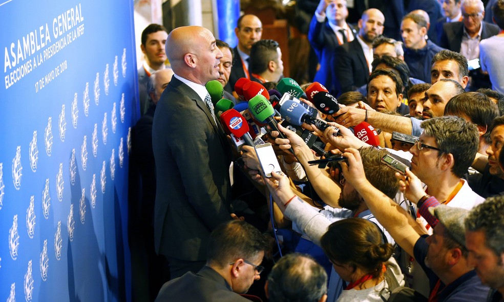 Luis Rubiales foi eleito pela primeira vez presidente da federação espanhola de futebol em 2018 — Foto: EFE/ J.P Gandul