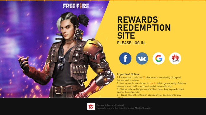 Rewards Redemption Site Garena: como resgatar o código Free Fire