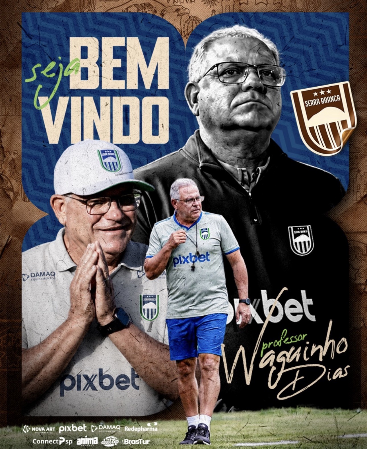 Serra Branca anuncia contratação do técnico Waguinho Dias, ex-Treze e ABC, para a Copa Paraíba 2026