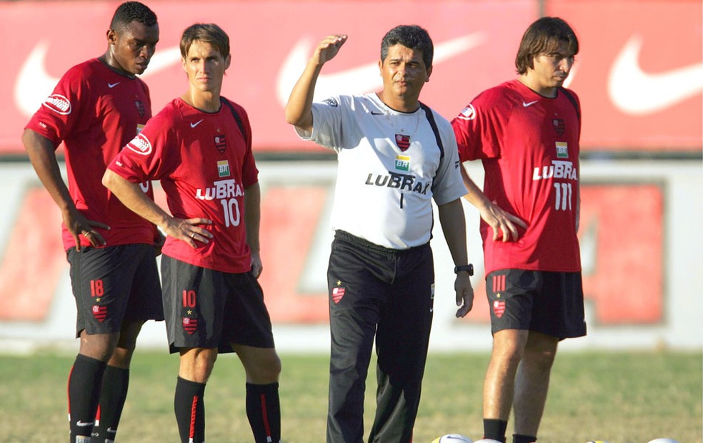 Ney Franco, Svio, Obina e Luizo Treino Flamengo 2006  Foto: Agncia o Globo