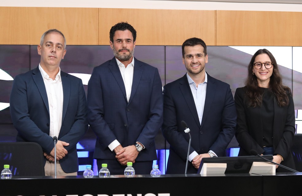 Leandro Vidal, Phillippe Jardim, Márcio Floriano Junior e Renata Zorzetto  — Foto: Amanda Ferronato / Grêmio FBPA