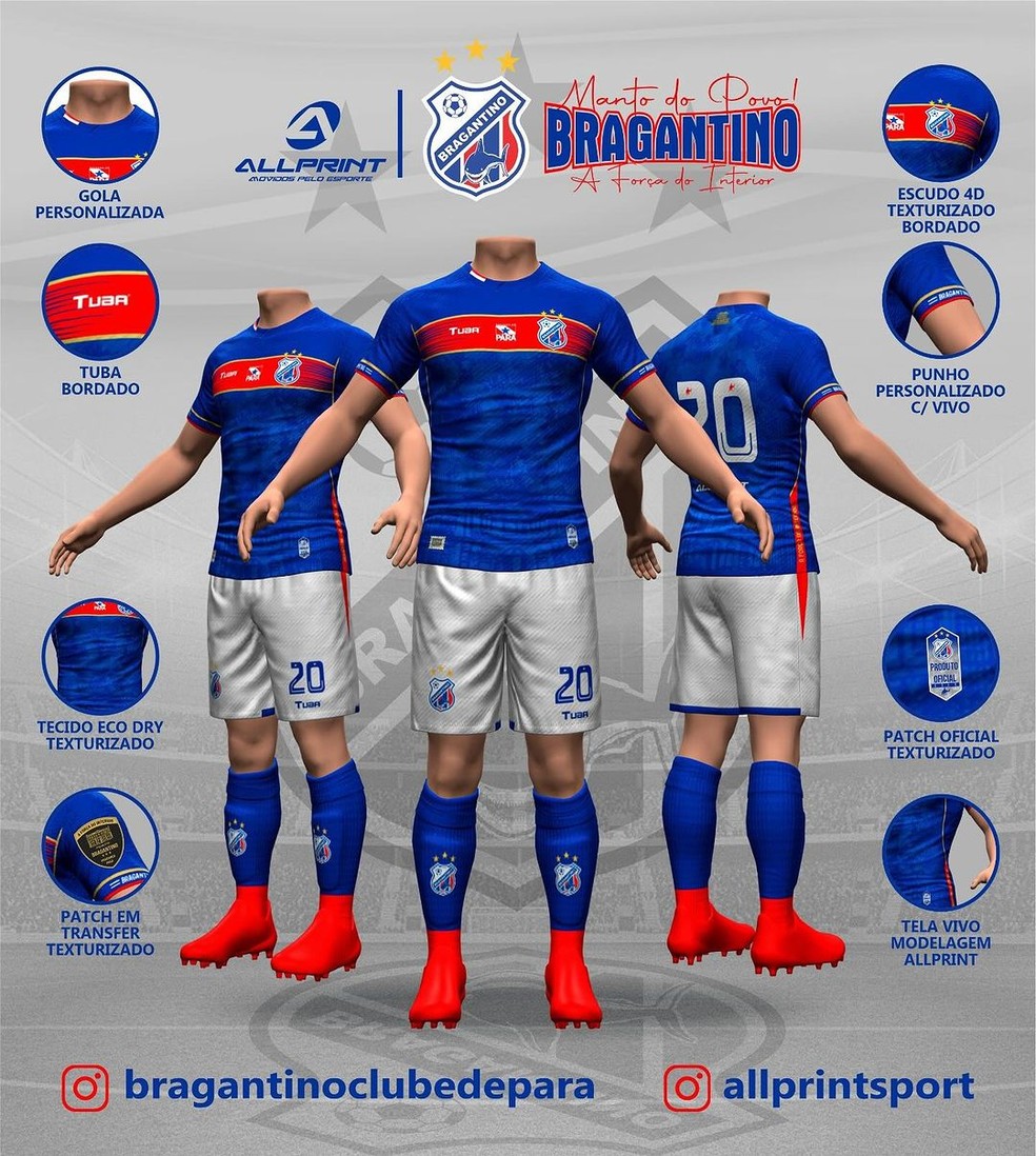 Bragantino apresenta uniformes para a temporada 2024; veja fotos