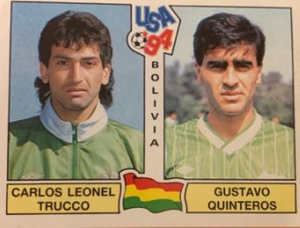 Carlos Trucco e Gustavo Quinteros no álbum da Copa do Mundo 1994
