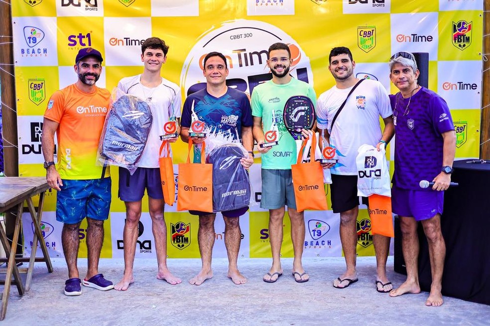 Vencedores da 4ª etapa do Maranhense de Beach Tennis — Foto: Divulgação/FBTM