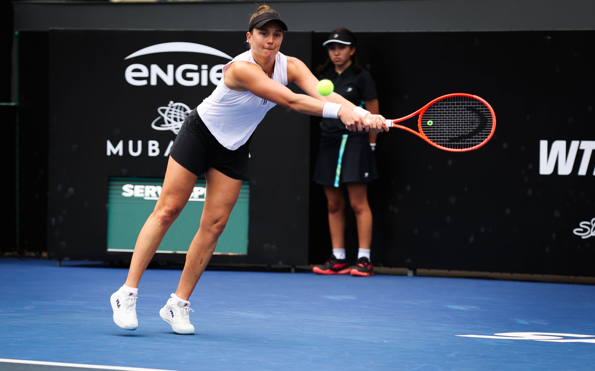 Jogadoras Nadia Podoroska e Kaitlin Quevedo na semifinal do SP Open de tênis
