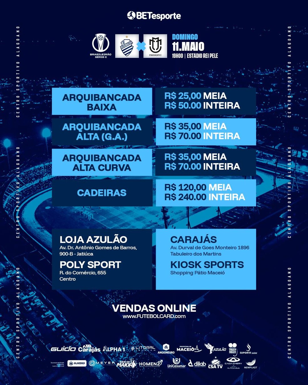 CSA divulga ingressos para a quinta rodada da Série C — Foto: Divulgação/CSA