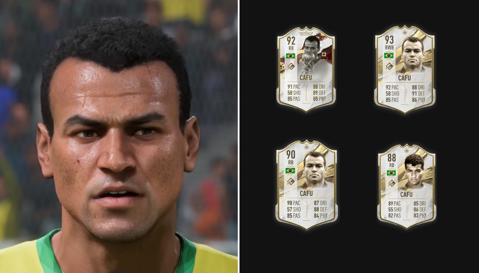 Face de todas as versões de Cafú no FIFA 23 — Foto: Filipe Guedes