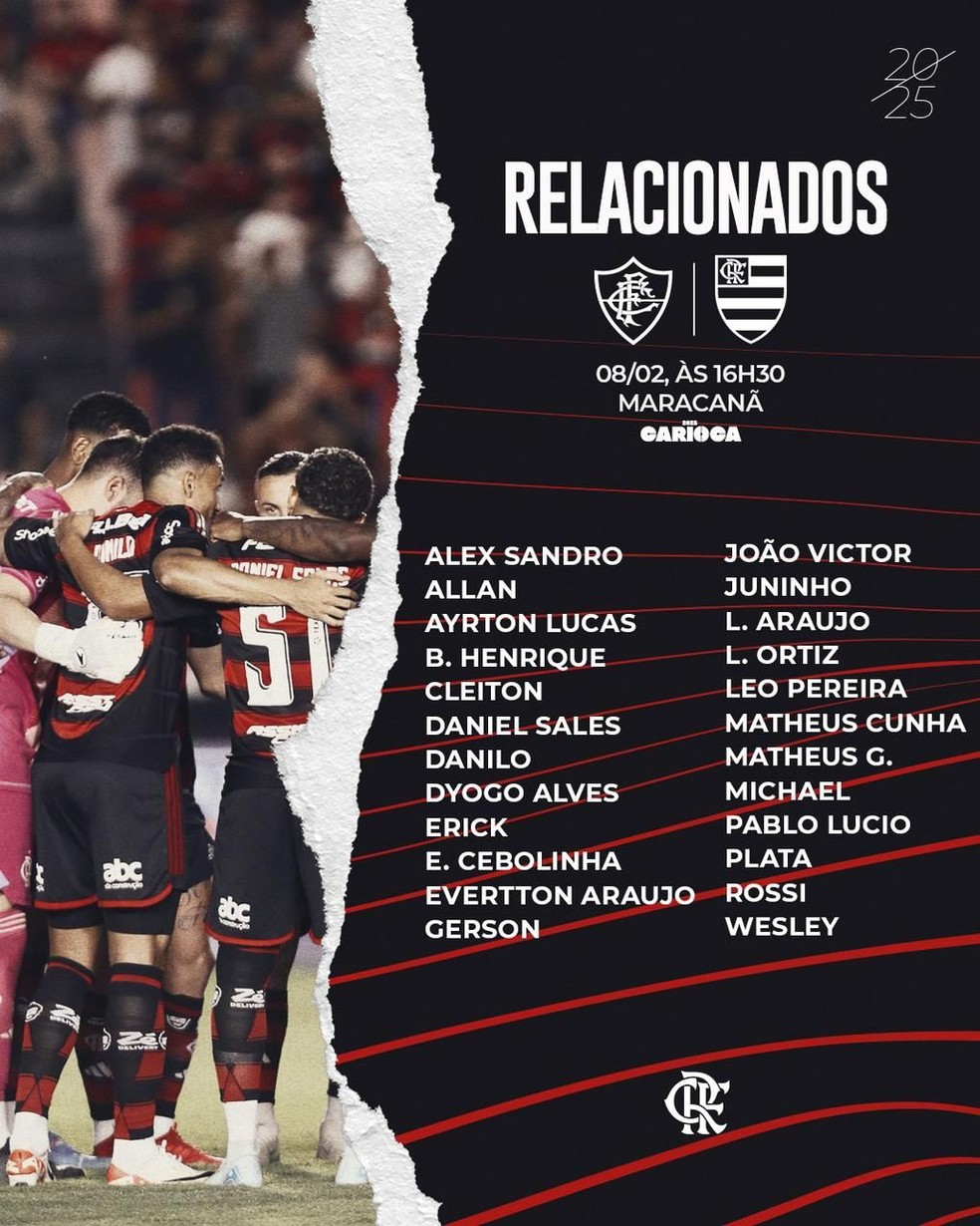 Relacionados do Flamengo contra o Fluminense — Foto: Divulgação / Flamengo