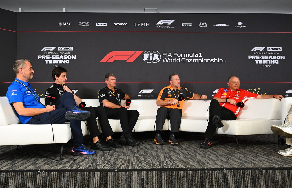Chefes de equipe da Fórmula 1 trocaram farpas nas entrevistas coletivas no Bahrein — Foto: Mark Sutton/Formula 1 via Getty Images