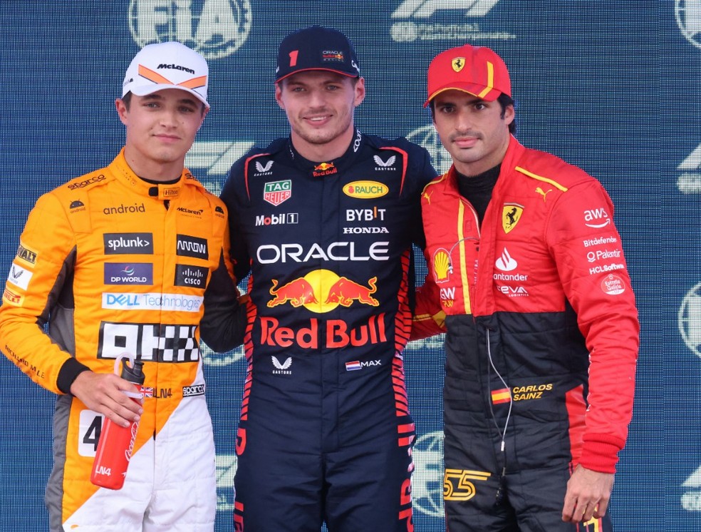 GP da Espanha: Max Verstappen é pole, Carlos Sainz é segundo e Lando Norris fica em terceiro — Foto: REUTERS/Nacho
