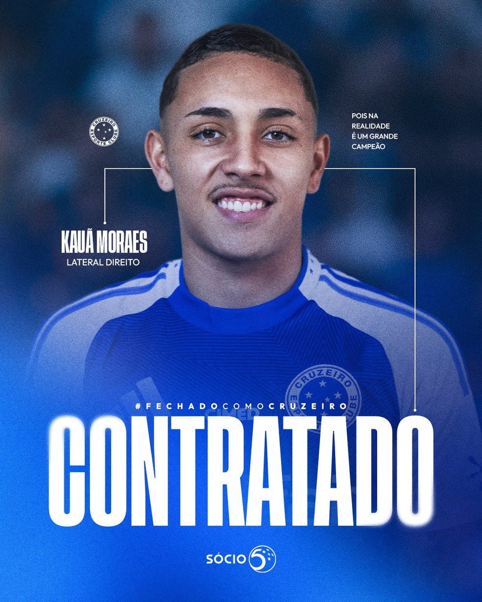 Kauã Moraes é anunciado pelo Cruzeiro — Foto: Divulgação