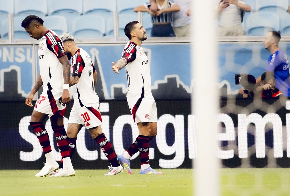 Decisivo para o Flamengo, Arrascaeta comemora gol contra o Grêmio  — Foto: Adriano Fontes/Flamengo