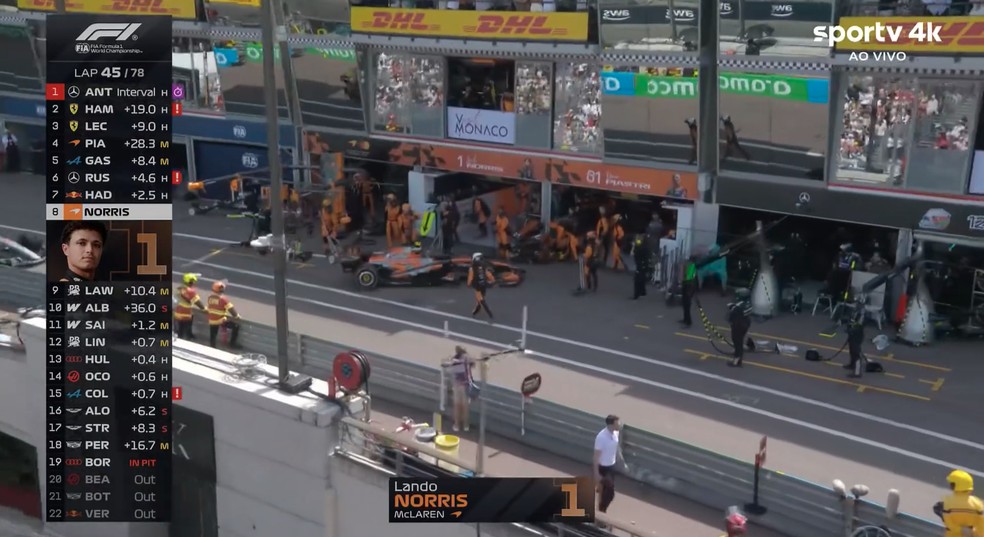 Lando Norris abandona o GP de Mônaco — Foto: Reprodução