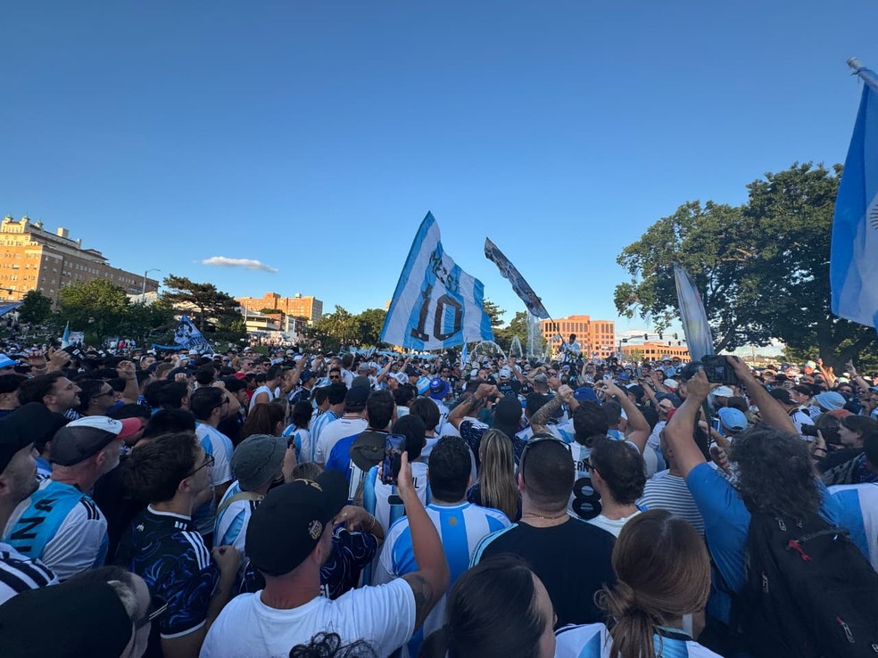 Banderazo da Argentina em Kansas City — Foto: Jorge Natan / ge.globo
