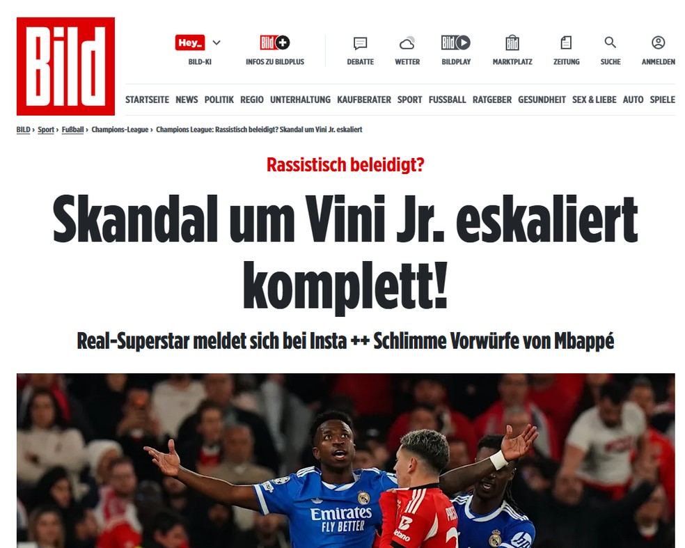 Jornal alemão relata denúncia de racismo — Foto: Reprodução