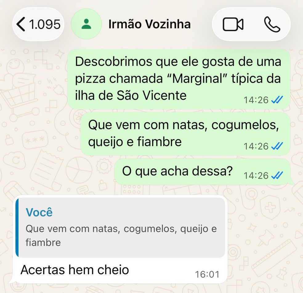 Irmão de Vozinha responde pizzaria