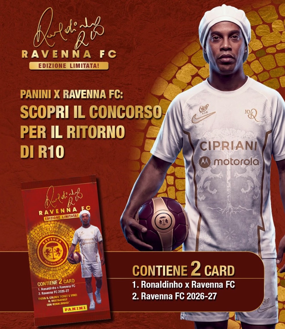 Volta de Ronaldinho aos gramados movimenta clube italiano — Foto: Reprodução