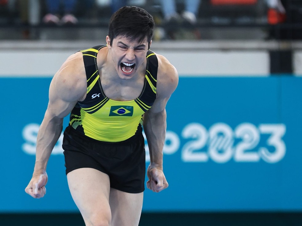 Arthur Nory é prata no solo masculino dos Jogos Pan-Americanos 2023 — Foto: Ricardo Bufolin/CBG