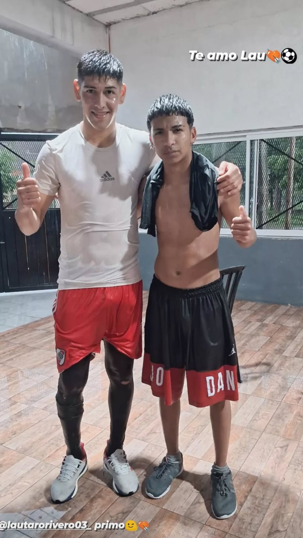 Lautaro com o primo Junior — Foto: Arquivo pessoal