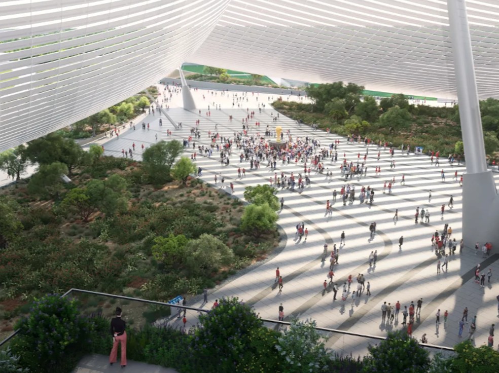 Confira novas imagens do estádio Hassan II, promessa do Marrocos para a Copa do Mundo 2030 — Foto: Populous