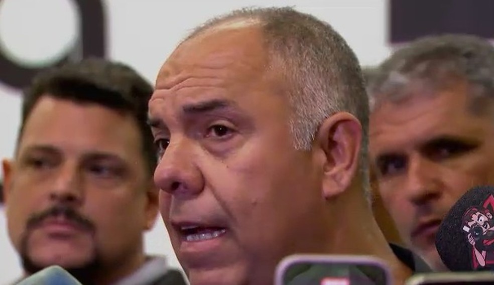 Marcos Braz, VP do Flamengo, ironiza Corinthians sobre o caso Hugo Souza — Foto: Reprodução