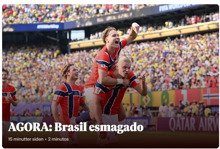 "Brasil esmagado": como os jornais da Noruega reagiram à vitória nas oitavas da Copa