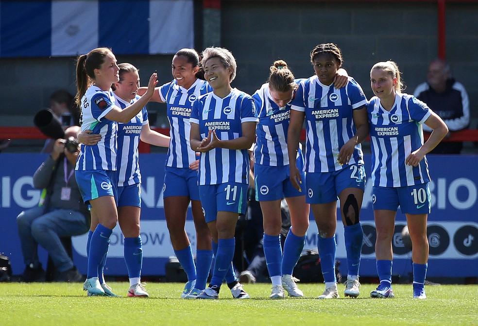 Brighton vence o Manchester City por 3 a 2 na Women's Super League — Foto: Action Images via Reuters/Cat Goryn