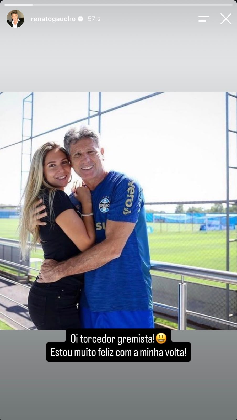 Filha de Renato posta acerto com o Grêmio e apaga: "Podem fingir surpresa depois?"