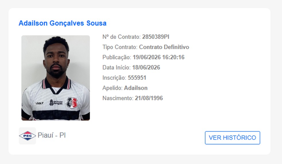 Adailson é regularizado pelo Piauí