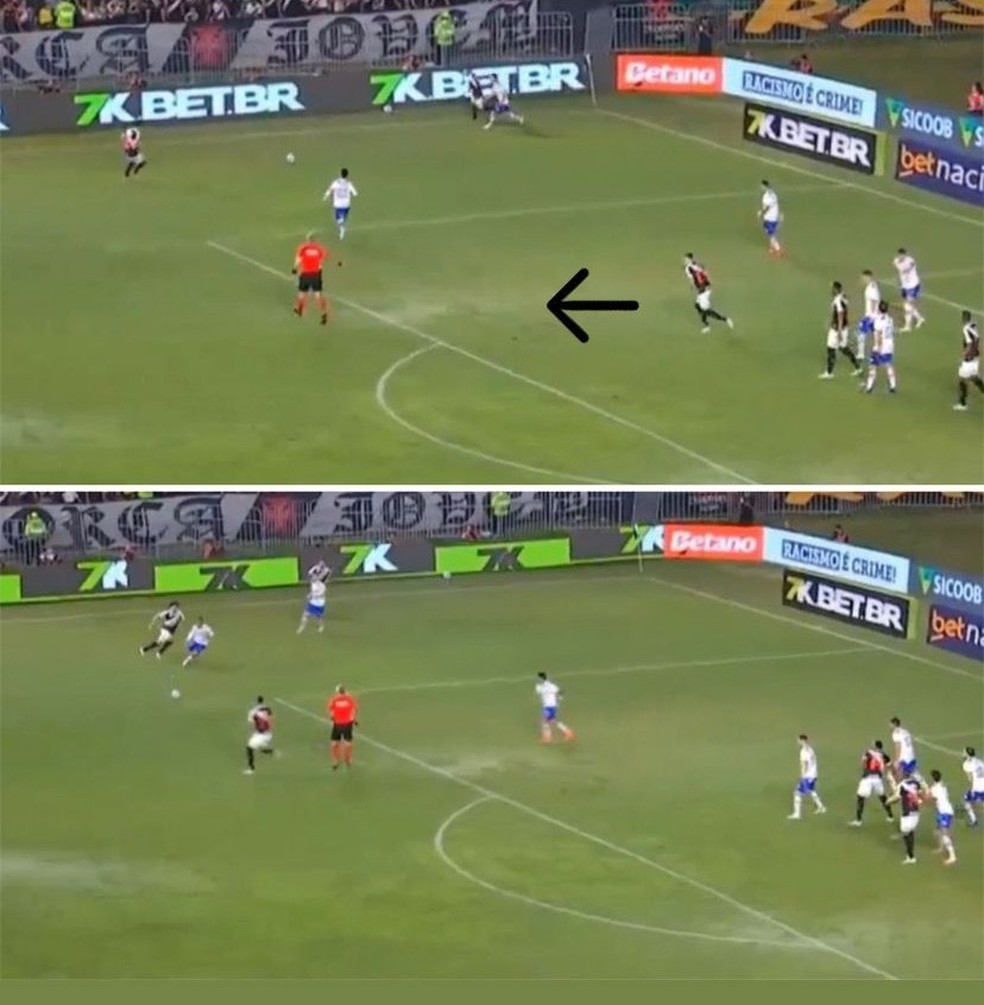 Detalhes da movimentao de Hugo Moura no primeiro gol do Vasco sobre o Fortaleza, marcado por Nuno Moreira  Foto: Reproduo
