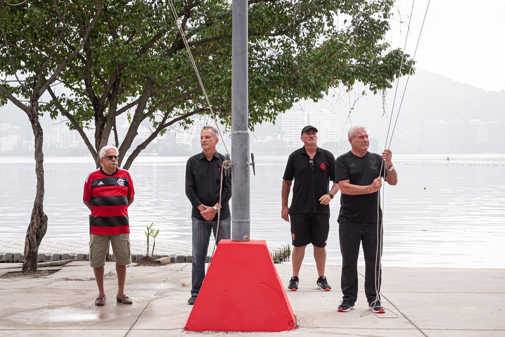 Celebração na Gávea por aniversário de 128 anos do Flamengo — Foto: Reprodução