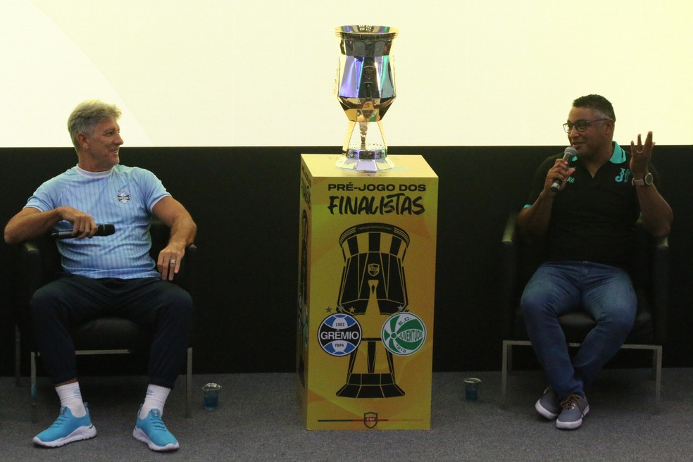 Renato Portaluppi e Roger Machado em evento da FGF