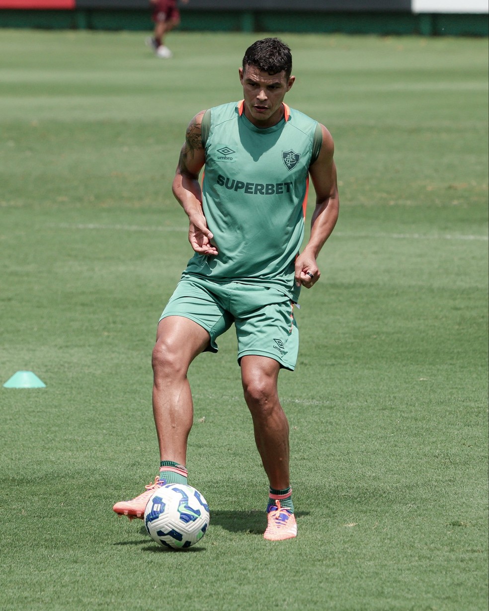 Thiago Silva no treino desta terça-feira