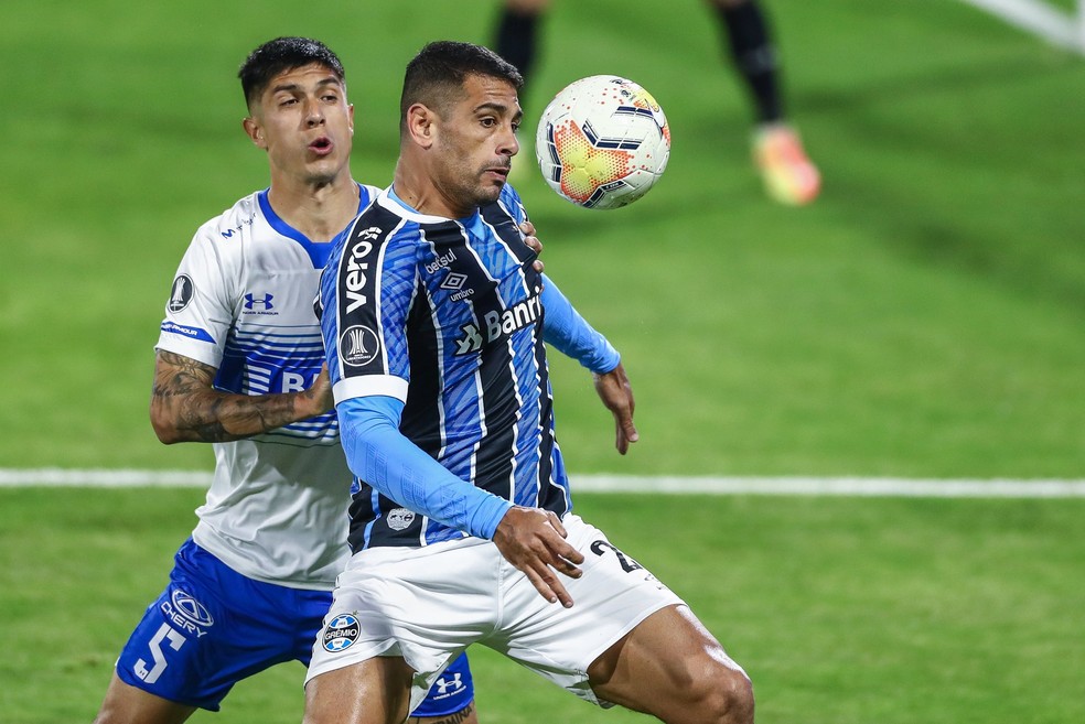 Diego Souza em Universidad Católica x Grêmio, pela Conmebol Libertadores 2020 — Foto: Lucas Uebel/Grêmio