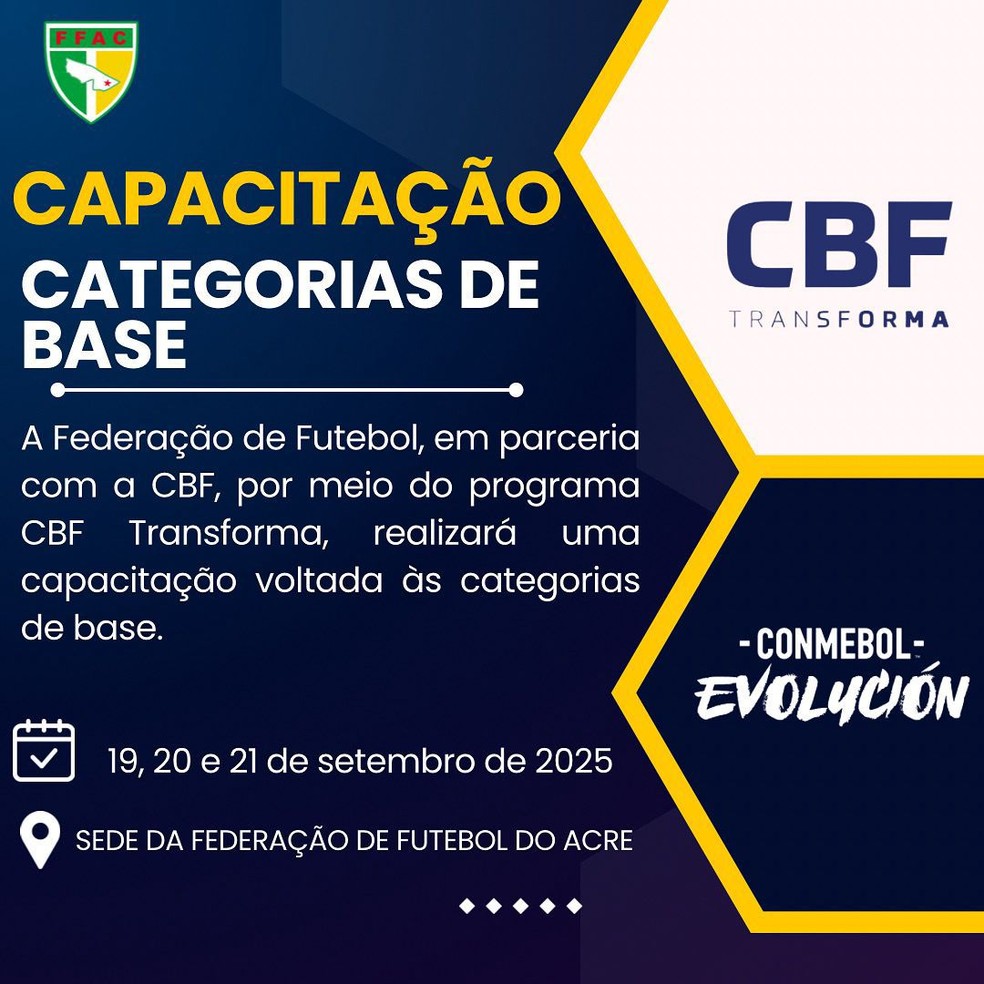 Capacitação para categorias de base da FFAC — Foto: Divulgação/FFAC