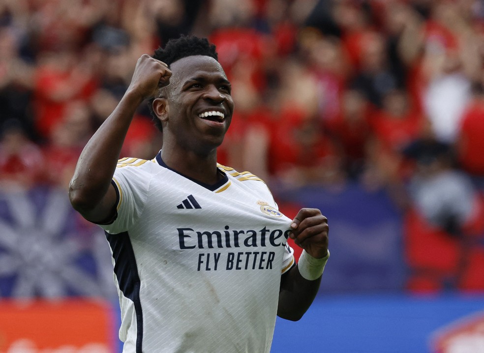 Vini Jr. fez seis gols nos últimos quatro jogos pelo Real Madrid — Foto: Vincent West/Reuters