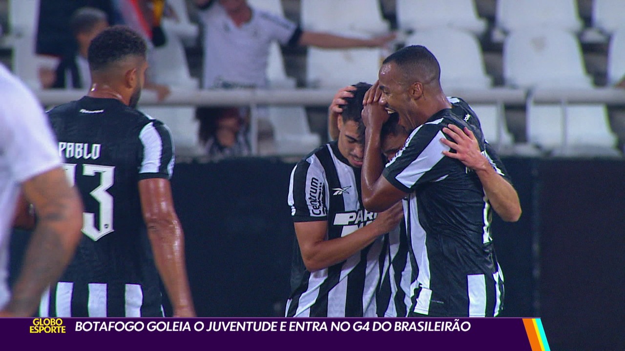 Botafogo goleia o Juventude e entra no G4 do Brasileirão
