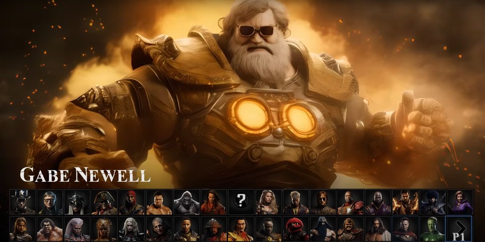 Gabe Newell recriado com inteligência artificial no Mortal Kombat 3 — Foto: Divulgação/Interdimensional