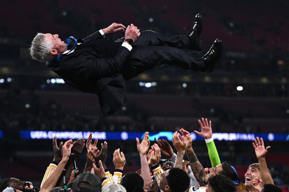 Carlo Ancelotti é o técnico mais vitorioso da história do Real Madrid — Foto: Getty Images