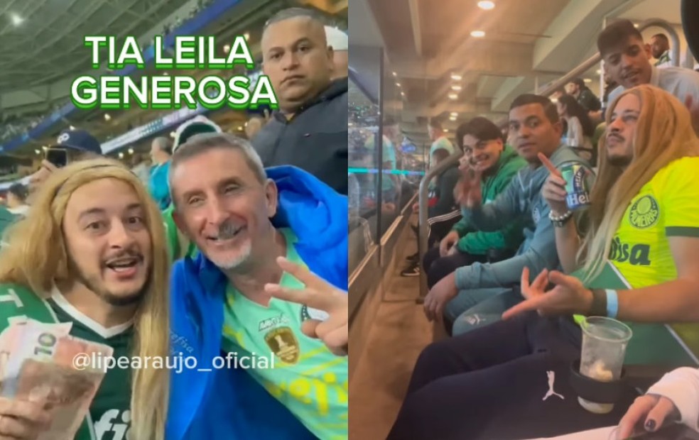 Lipe com o pai do Piquerez e com os sósias dos jogadores — Foto: Reprodução/Instagram