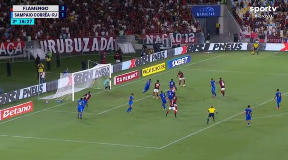 Chance perdida por Wallace Yan em Flamengo x Sampaio Corr�a � Foto: Reprodu��o / sportv