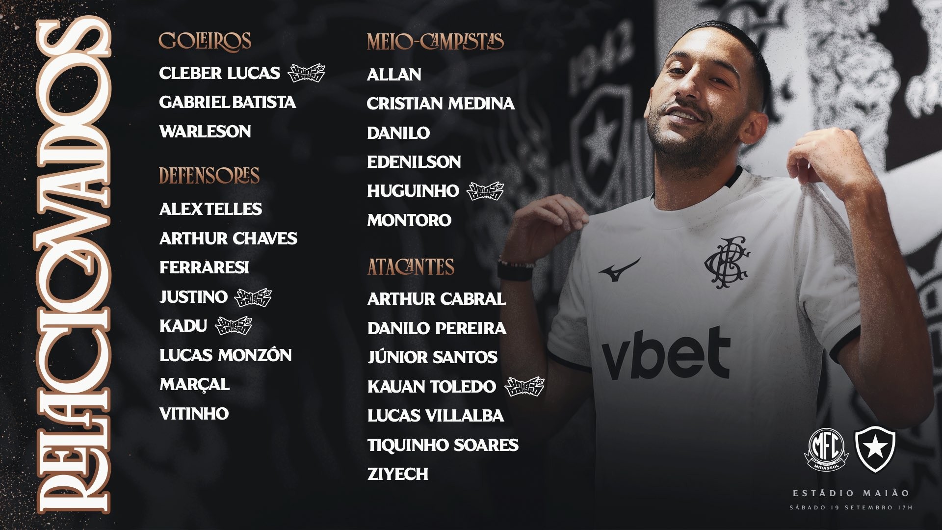 Medina retorna, e Ziyech pode enfrentar Mirassol; Matheus Martins segue como baixa no Botafogo